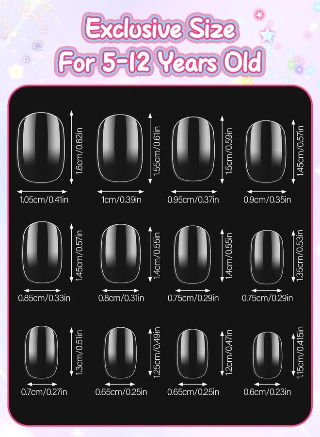 EBANKU 240 Pcs Kid False Nail Tips, Short Kids Clear False Nails Press on Nails for Little Girls Full Cover Children Fake Nails Fingernail Decoration - Image 2